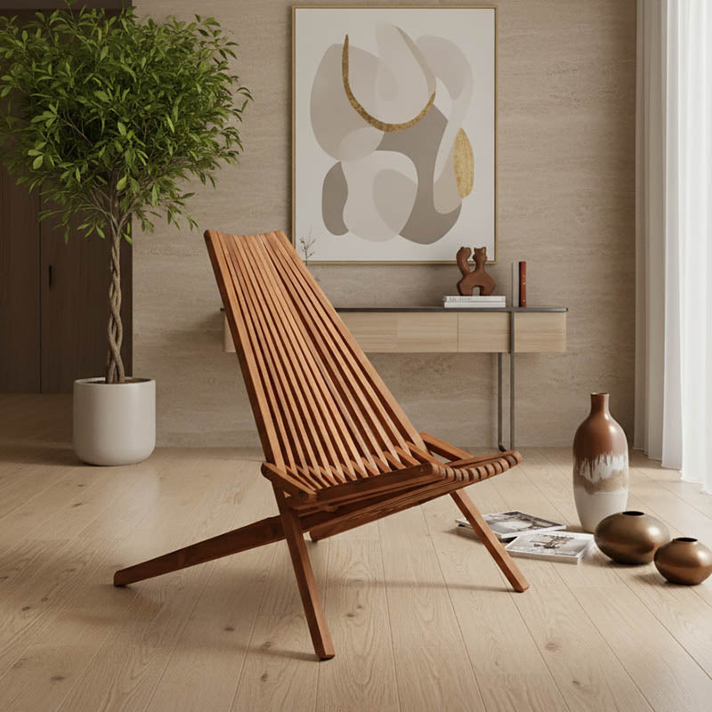 Πολυθρόνα Phoenox Πτυσσόμενη Φυσικό Teak Ξύλο 65x90x87