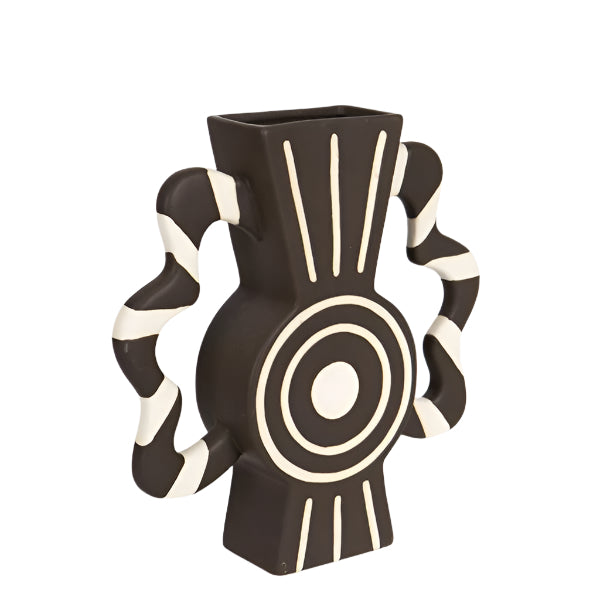 ΒΑΖΟ ΚΕΡΑΜΙΚΟ ΜΑΥΡΟ & ΜΠΕΖ ΜΕ ΧΕΡΟΥΛΙΑ 37x8x36