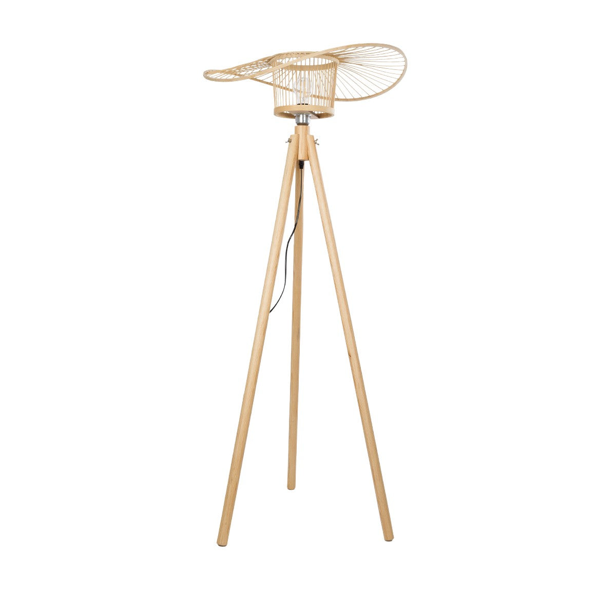 POPPY 01987 Boho Επιδαπέδιο Φωτιστικό Μονόφωτο 1 x E27 IP20 Μπεζ Ξύλο - Μ58 x Π58 x Υ138cm