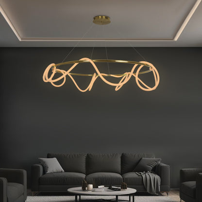 GLOW KLV-101-0165 Κρεμαστό Φωτιστικό Οροφής LED 100W 10000lm 360° AC 220-240V IP20 Ρυθμιζόμενο Λευκό CCT με Χειριστήριο από 2700K έως 6000K Dimmable - Lumileds SMD Chip - Χρυσό Πλατίνα - Μ150 x Π150 x Υ100