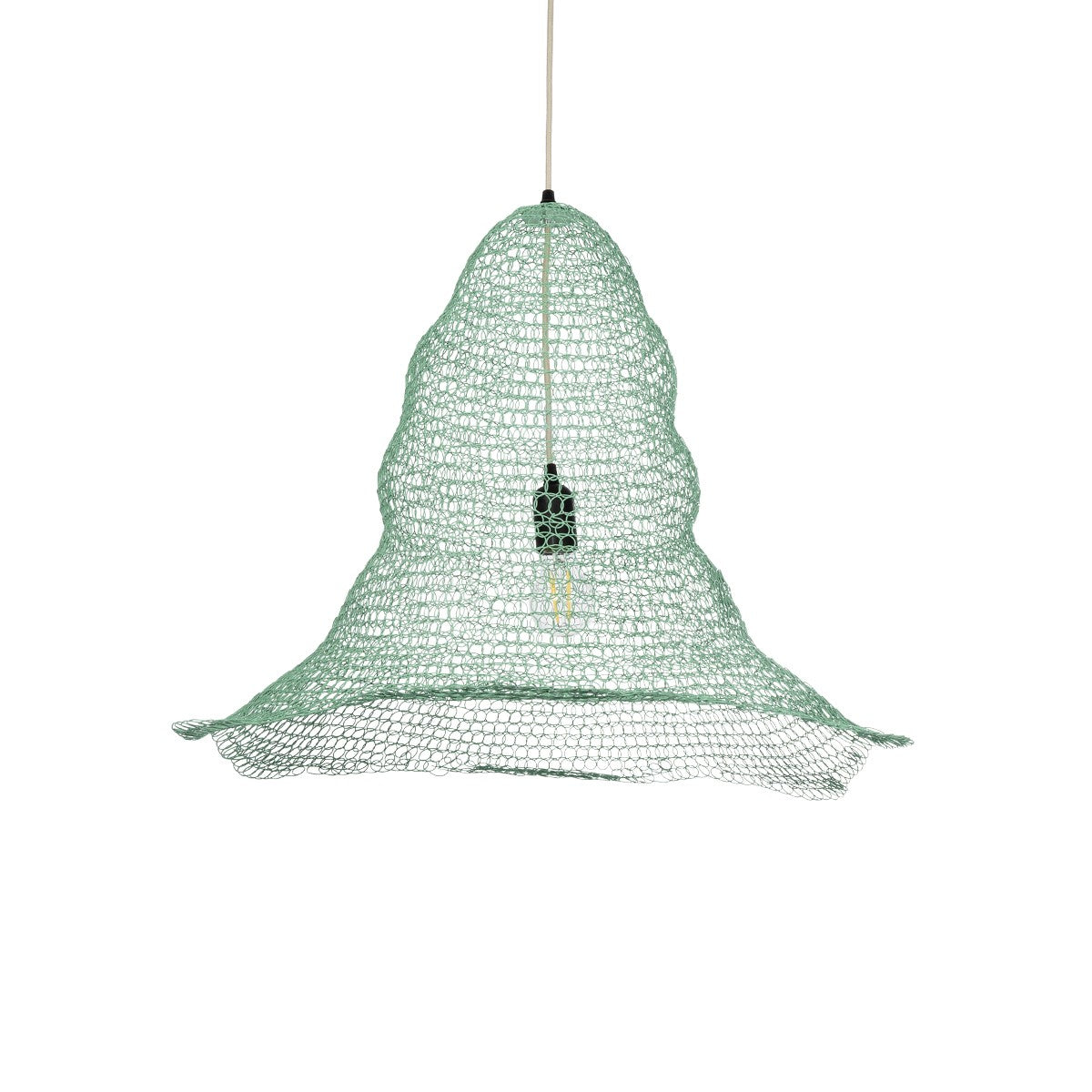 KENTUCKY 01894 Vintage Κρεμαστό Φωτιστικό Πλέγμα Μονόφωτο 1 x E27 IP20 Τιρκουάζ Μέταλλο - Μ60 x Π60 x Υ52cm