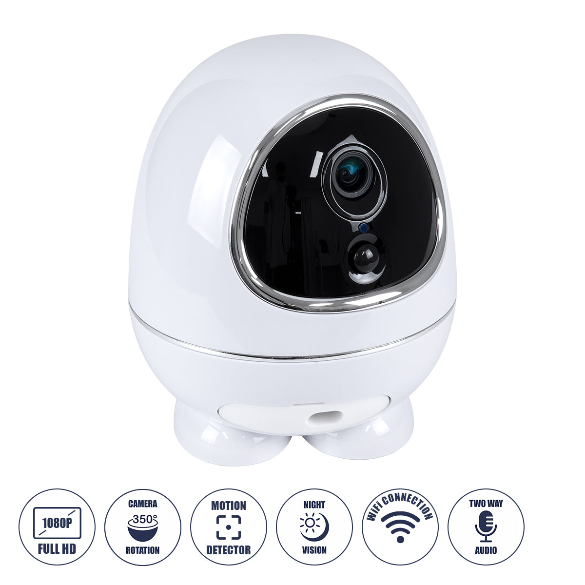 86008 Rechargeable Table Camera WiFi HD 1080P 3MP 350° 5200mAh Two Way Audio & Motion Detection - Επαναφορτιζόμενη Επιτραπέζια Κάμερα WiFi HD 1080P 350° 5200mAh Διπλή Κατεύθυνση Ομιλίας με Ανιχνευτή Κίνησης - Λευκό