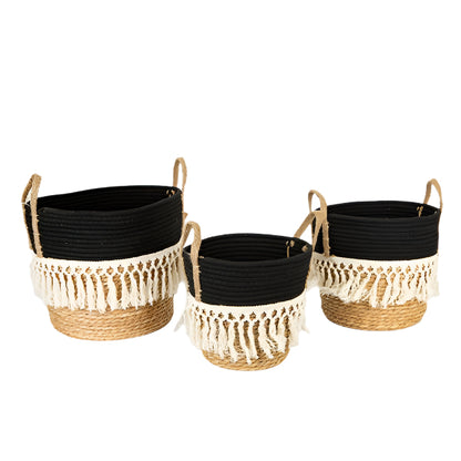 ΚΑΛΑΘΙΑ ΨΑΘΙΝΑ ΜΕ ΚΡΟΣΣΙΑ ΚΑΦΕ & ΜΑΥΡΟ ΣΕΤ 3 ΤΜΧ S:25x17x23 M:28x22x25 L:35x28x30