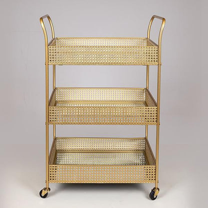 ΤΡΟΛΕΙ ΜΕΤΑΛΛΙΚΟ ΧΡΥΣΟ ΜΕ ΚΑΘΡΕΦΤΗ ΚΑΙ ΡΟΔΑΚΙΑ 54x33x84