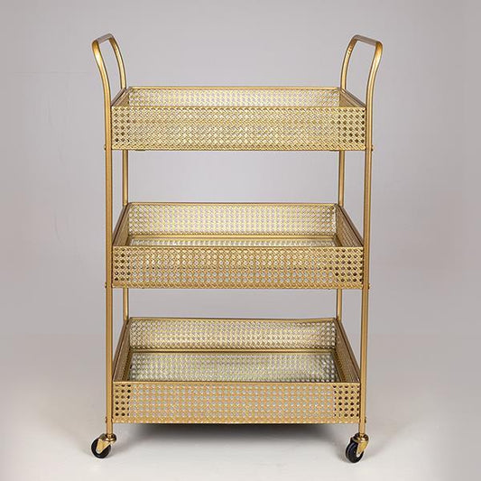 ΤΡΟΛΕΙ ΜΕΤΑΛΛΙΚΟ ΧΡΥΣΟ ΜΕ ΚΑΘΡΕΦΤΗ ΚΑΙ ΡΟΔΑΚΙΑ 54x33x84