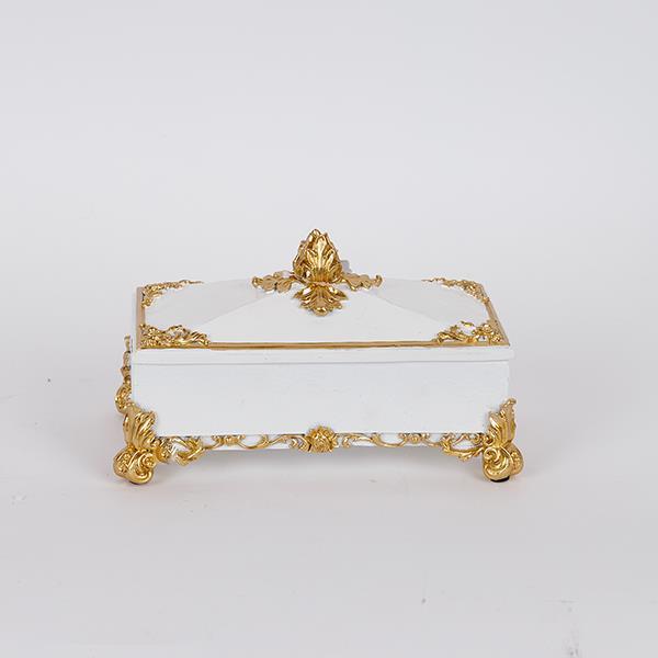 ΔΙΑΚΟΣΜΗΤΙΚΟ ΚΟΥΤΙ ΠΟΛΥΡΕΖΙΝ ΛΕΥΚΟ - ΧΡΥΣΟ 21.8x12x12