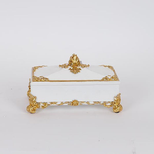 ΔΙΑΚΟΣΜΗΤΙΚΟ ΚΟΥΤΙ ΠΟΛΥΡΕΖΙΝ ΛΕΥΚΟ - ΧΡΥΣΟ 21.8x12x12