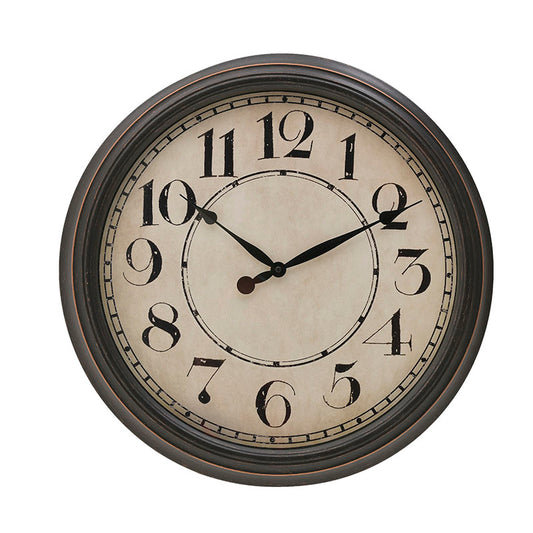 inart Ρολόι Τοίχου Πλαστικό Αντικέ Εκρού/Μαύρο 3-20-284-0173
