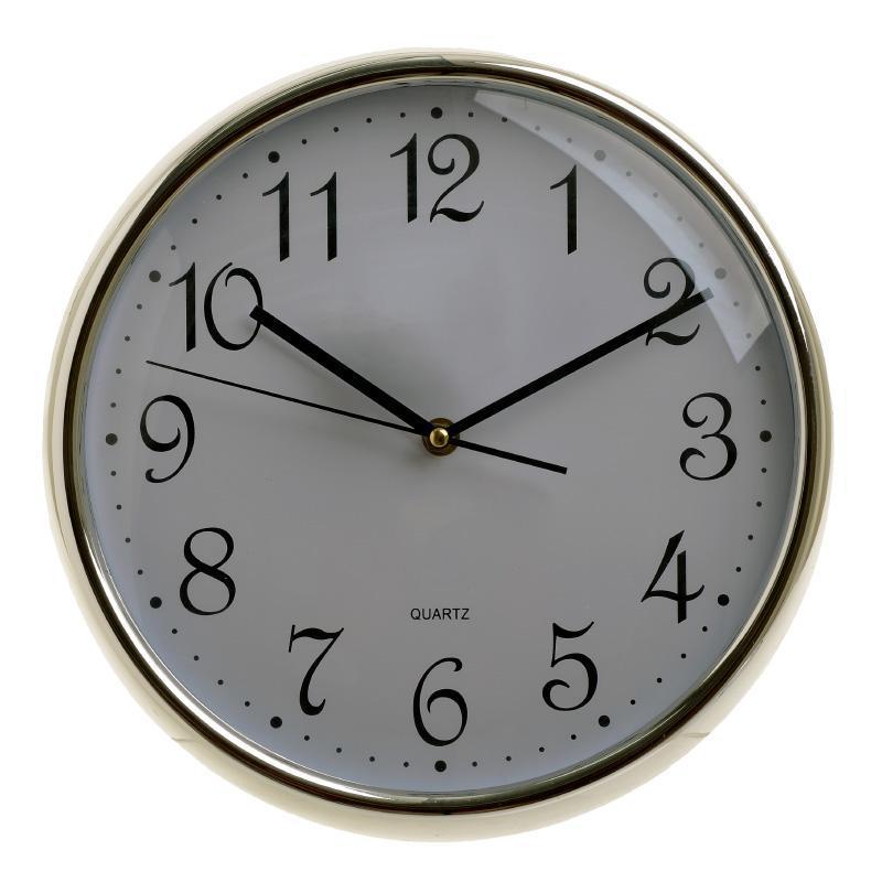 inart Ρολόι Τοίχου Πλαστικό Λευκό/Ασημί 3-20-385-0045