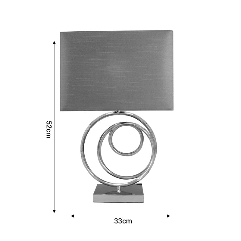Επιτραπέζιο Φωτιστικό Tableder Ε27 Ασημί Μέταλλο-Γκρι Ύφασμα 33X17X52