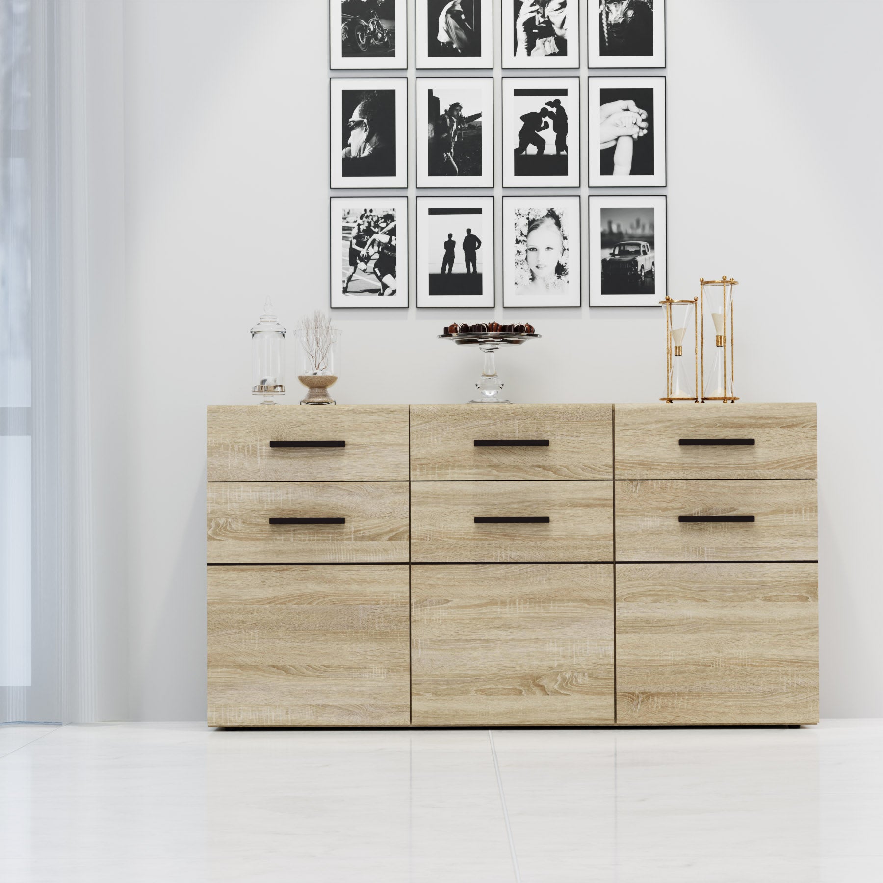 Μπουφές Solo 150x41x82 Sonoma με Wenge και MDF Καμπυλωτό Τελείωμα στις Πόρτες