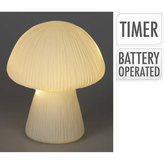 Μανιτάρι LED από Γυαλί Λευκό 12x12x15