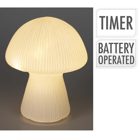 Μανιτάρι LED από Γυαλί Λευκό 16x16x20