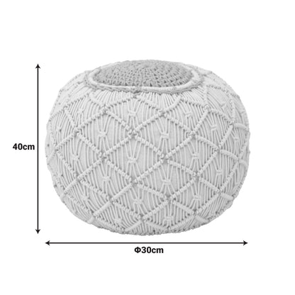 Σκαμπό-Πουφ Boha Γιούτα σε Φυσική και Λευκή Απόχρωση Φ40x30