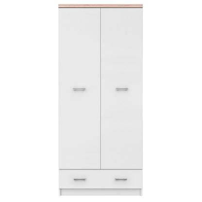 Ντουλάπα Δίφυλλη Top Mix Λευκή με Sonoma 80x57x183