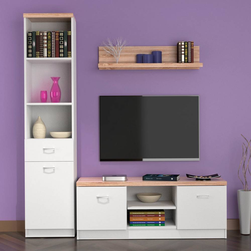 Σύνθεση Τηλεόρασης Top Mix 160x42x183 Λευκό-Sonoma