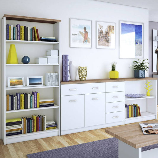 Σετ Μπουφέ με Βιβλιοθήκες 3 Τεμ. Λευκό-Sonoma 280x33x183