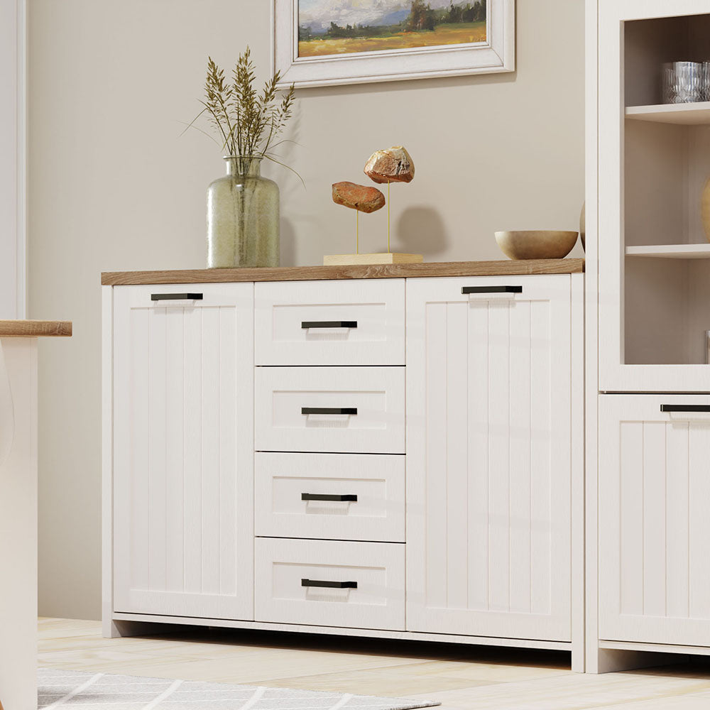 Μπουφές Verne 147.9x37.2x91.8 Λευκό-Φυσικό Δρυς