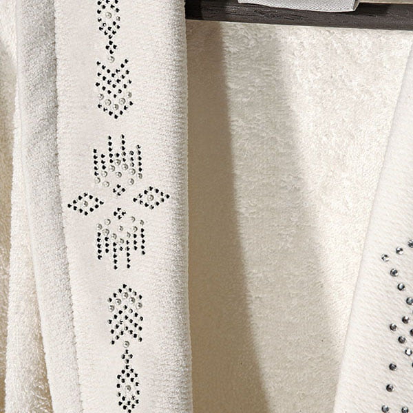 Μπουρνούζι με Γιακά και Strass Art 3090 M-L Εκρού