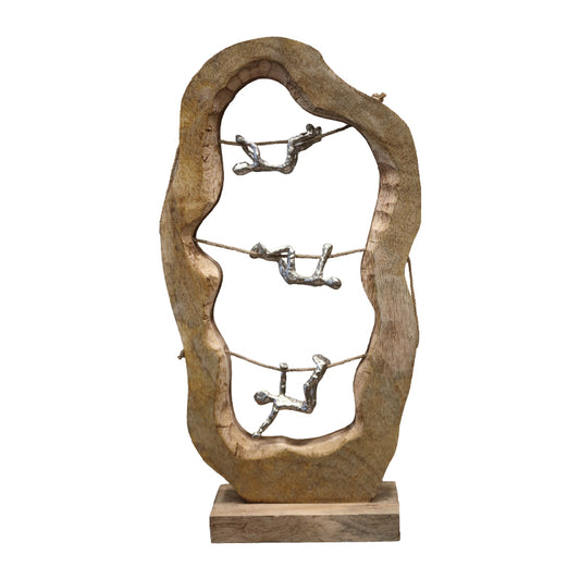 Επιτραπέζιο Διακοσμητικό Lardo Φυσικό Μάνγκο Ξύλο-Αλουμίνιο 29x10x57