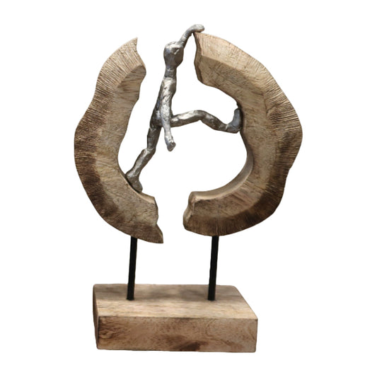 Επιτραπέζιο Διακοσμητικό Caren Φυσικό Μάνγκο Ξύλο-Αλουμίνιο 19x10x29