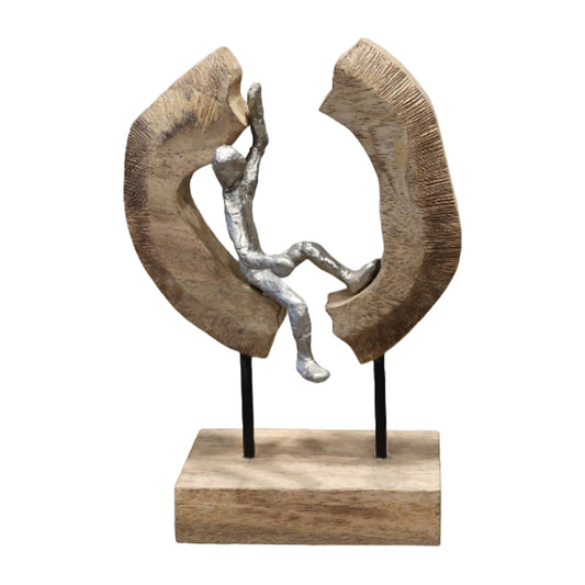 Επιτραπέζιο Διακοσμητικό Vualo Φυσικό Μάνγκο Ξύλο-Αλουμίνιο 18x10x26