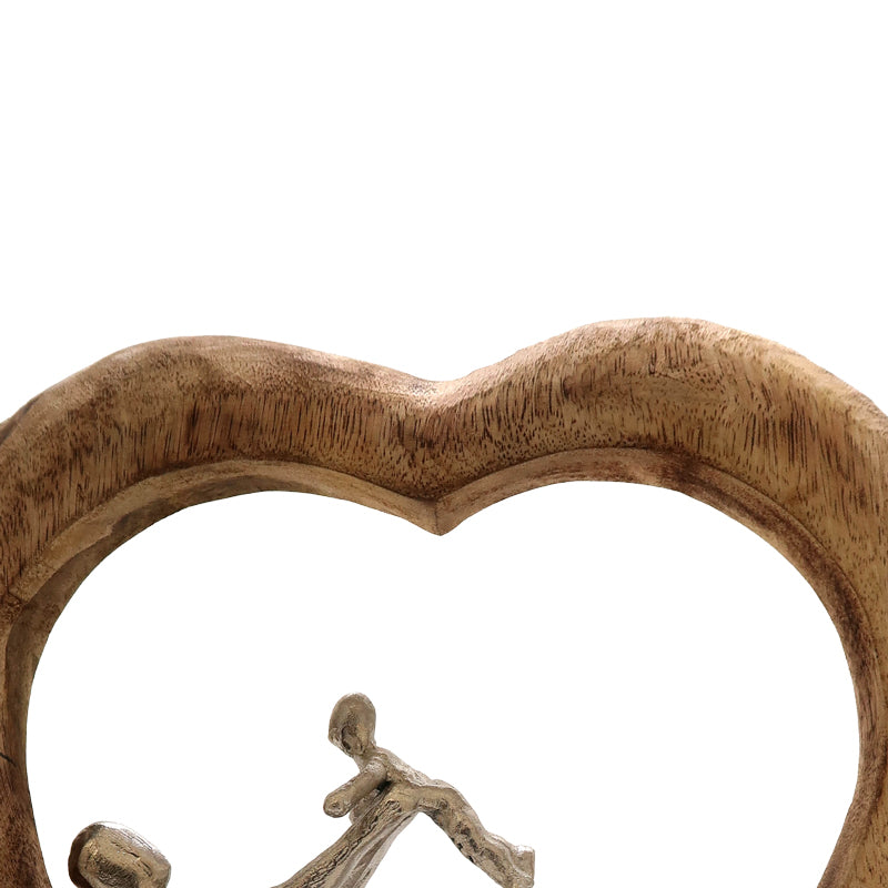 Επιτραπέζιο Διακοσμητικό Καρδιά Loisir Φυσικό Μάνγκο Ξύλο-Αλουμίνιο 28.5x9x30