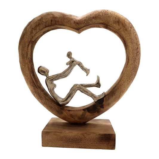 Επιτραπέζιο Διακοσμητικό Καρδιά Loisir Φυσικό Μάνγκο Ξύλο-Αλουμίνιο 28.5x9x30