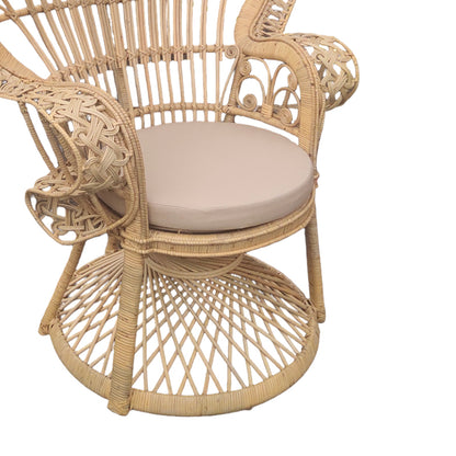 Πολυθρόνα Dorothy με Μπεζ Μαξιλάρι-Φυσικό Rattan 115x57x150