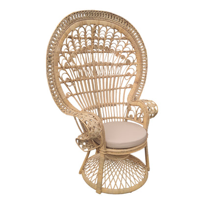 Πολυθρόνα Dorothy με Μπεζ Μαξιλάρι-Φυσικό Rattan 115x57x150