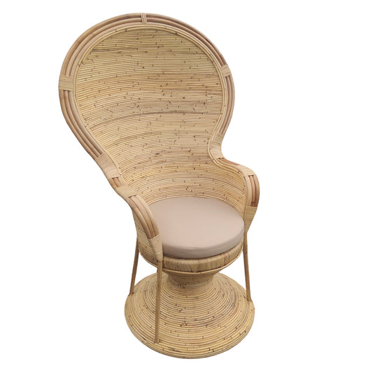 Πολυθρόνα Rea με Μπεζ Μαξιλάρι-Φυσικό Rattan 85x85x141