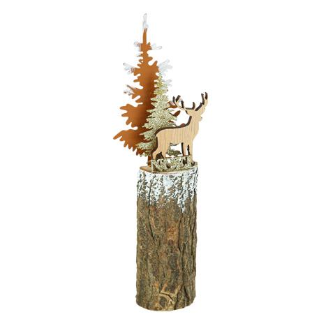 Χριστουγεννιάτικο Διακοσμητικό σε Ξύλινη Βάση με Χρυσό Γκλίτερ 5x24εκ