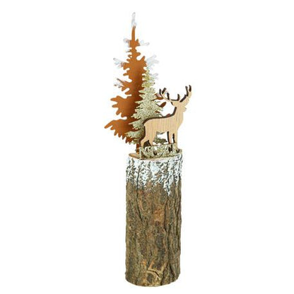 Χριστουγεννιάτικο Διακοσμητικό σε Ξύλινη Βάση με Χρυσό Γκλίτερ 5x24εκ