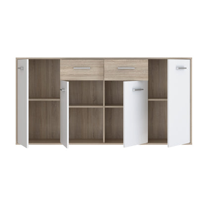 Μπουφές Drepen Μελαμίνη σε Λευκό και Sonoma Χρώμα 162.3x34.2x81.7