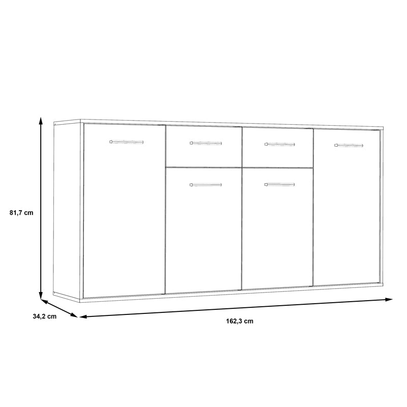 Συρταριέρα Drepen Μελαμίνη σε Λευκό Χρώμα 162.3x34.2x81.7