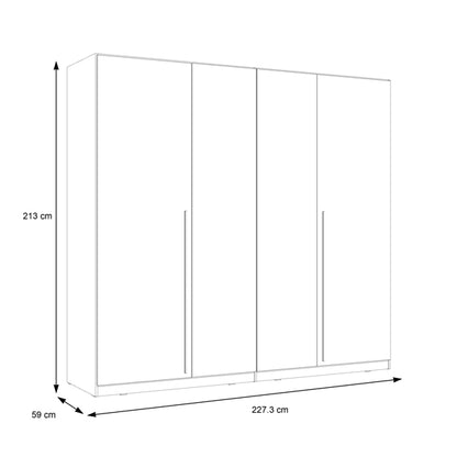 Ντουλάπα Ανοιγόμενη Τετράφυλλη Manestile Μελαμίνη σε Μπεζ Απόχρωση 227.5x59x212.9
