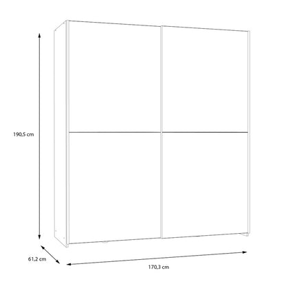 Ντουλάπα Ρούχων Noez I Δίφυλλη με Ράφια σε Λευκή Απόχρωση 170.5x61x190.5