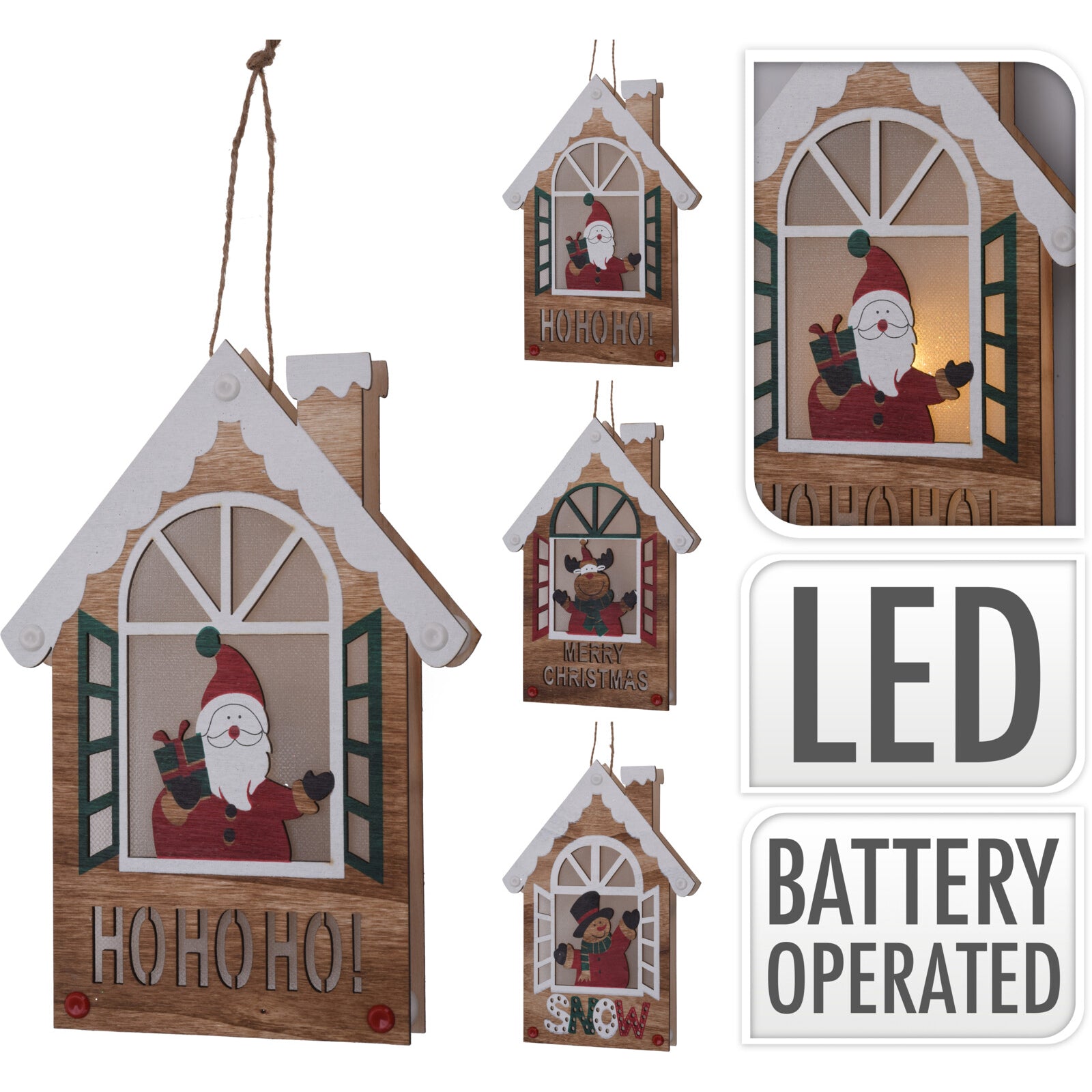 Στολίδι Σπιτάκι LED Ξύλινο 21εκ 3 Σχδ