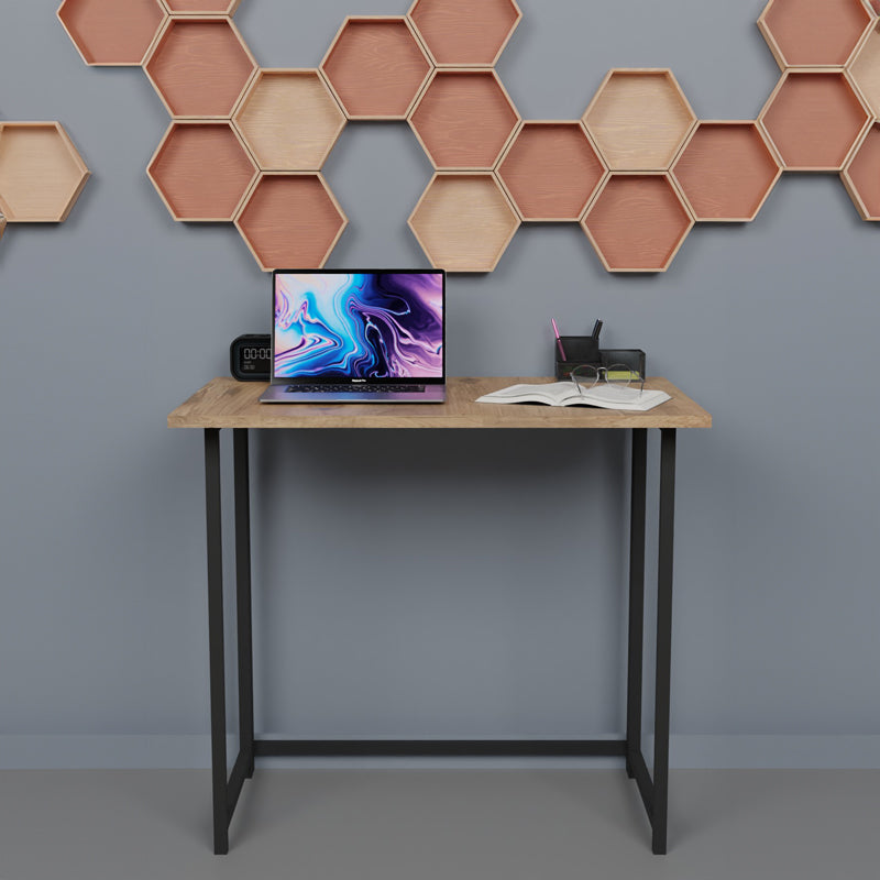 Γραφείο Εργασίας Τοίχου Πτυσσόμενο Thox Oak Μελαμίνης-Μαύρο Μέταλλο 80x50x72