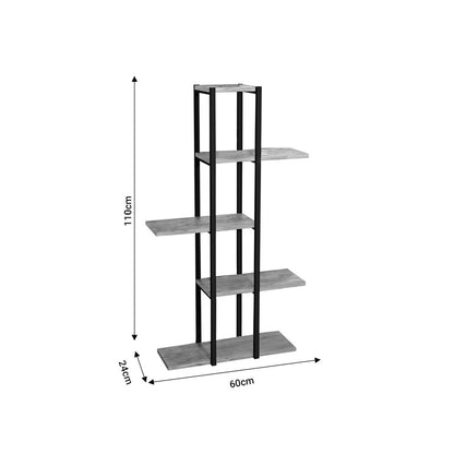 Επιδαπέδια Ραφιέρα Ploko Oak-Μαύρο Μελαμίνης 60x24x110