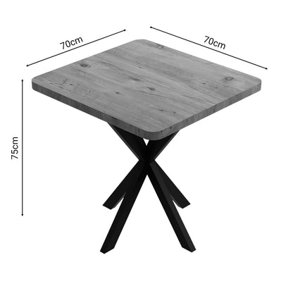 Τραπέζι Prestone Oak Μελαμίνης-Μαύρο Μέταλλο 70x70x75