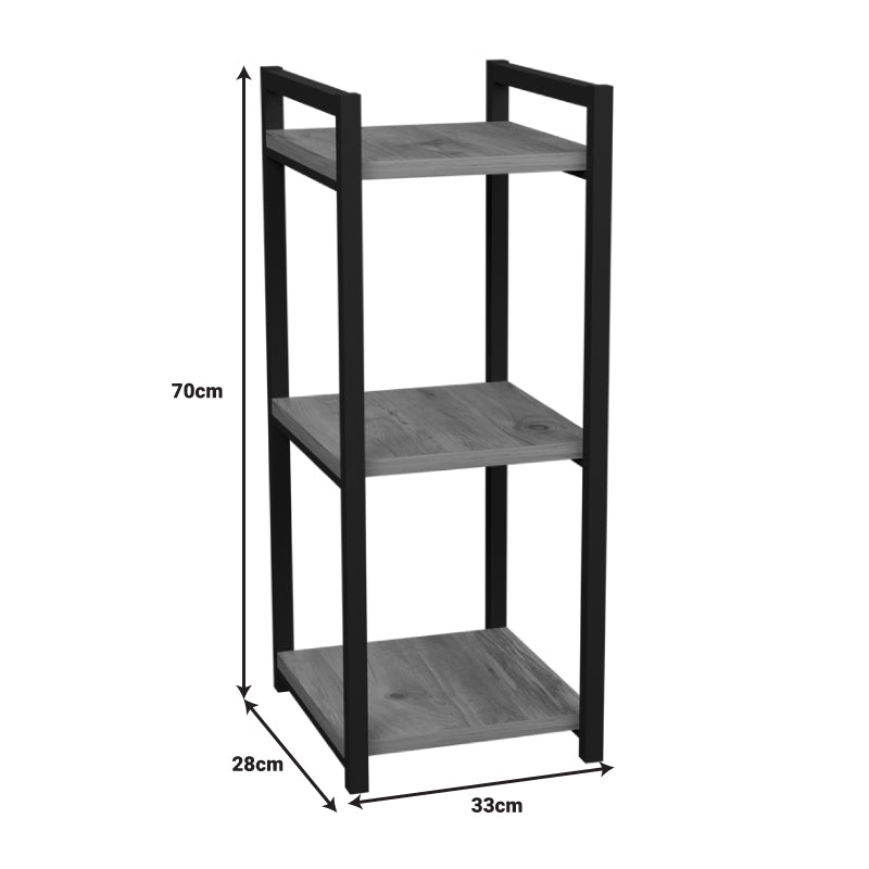 Επιδαπέδια Ραφιέρα Harvey Μαύρο Μέταλλο και Μελαμίνη σε Φυσική Απόχρωση 33x28x70