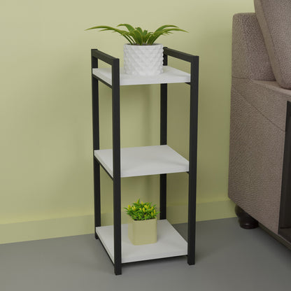 Επιδαπέδια Ραφιέρα Harvey Μαύρο Μέταλλο και Μελαμίνη σε Λευκή Απόχρωση 33x28x70