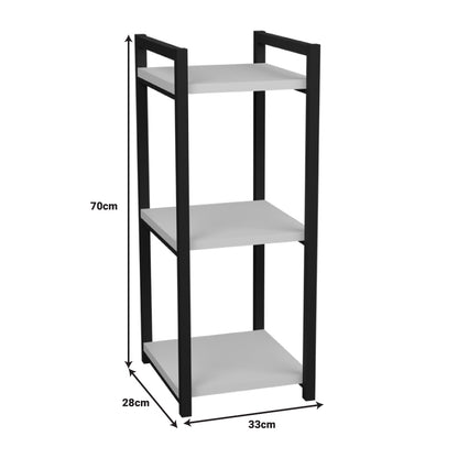 Επιδαπέδια Ραφιέρα Harvey Μαύρο Μέταλλο και Μελαμίνη σε Λευκή Απόχρωση 33x28x70