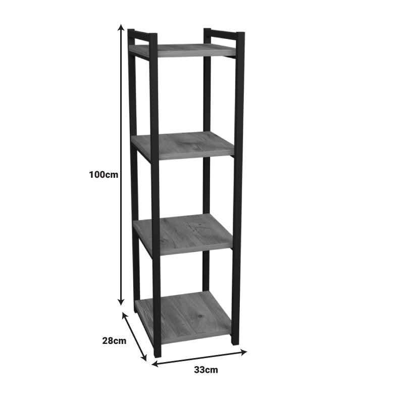 Επιδαπέδια Ραφιέρα Harvey Μαύρο Μέταλλο και Μελαμίνη σε Φυσική Απόχρωση 33x28x100