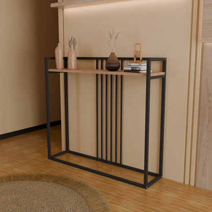 Κονσόλα Convida Oak με Μαύρο Μεταλλικό Σκελετό 100x25x90