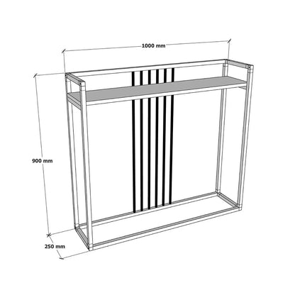Κονσόλα Convida Oak με Μαύρο Μεταλλικό Σκελετό 100x25x90