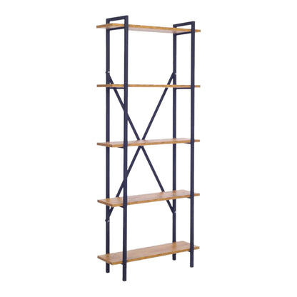 Βιβλιοθήκη Derena Oak με Μαύρο Μέταλλο 60x29x160