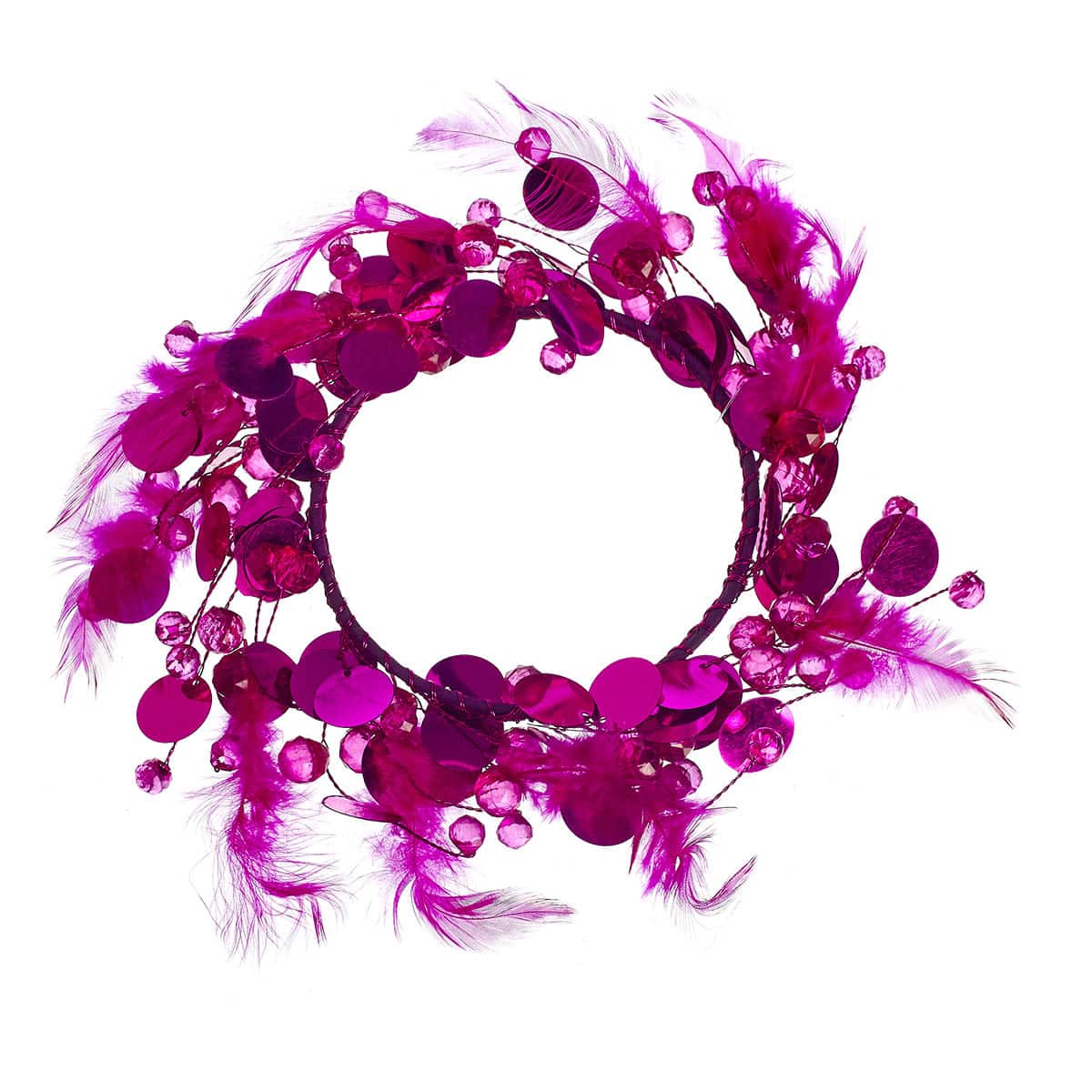 Στεφανάκι με Πούπουλα Μωβ 10εκ