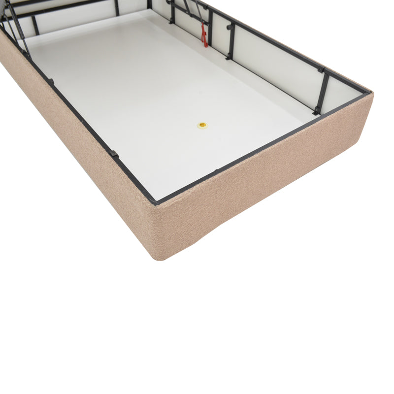 Κρεβάτι Μονό Tito με Αποθηκευτικό Χώρο Μπουκλέ Ύφασμα σε Ανοιχτή Καφέ Απόχρωση 120x200εκ